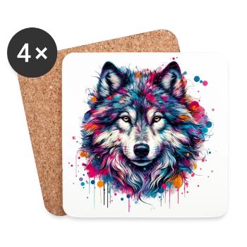 Wolf - Coasters (set of 4) - white - Front