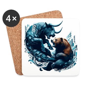 Finance Taurus Bear Fight Wall Street Gift - Coasters (set of 4) - white - Front