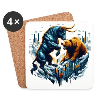 Finance Taurus Bear Fight Wall Street Gift - Coasters (set of 4) - white - Front