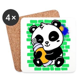 Graffiti Panda Drawing Illustration Spray Can - Coasters (set of 4) - white - Front