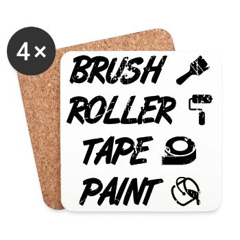 Brush Roll Tape Paint - Coasters (set of 4) - white - Front