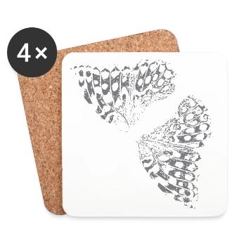 Butterfly Wing Butterfly Butterfly - Coasters (set of 4) - white - Front