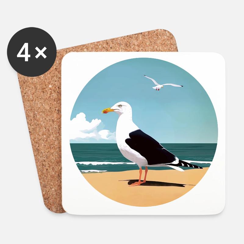 Seemöwe - Untersetzer (4er-Set) - Weiß