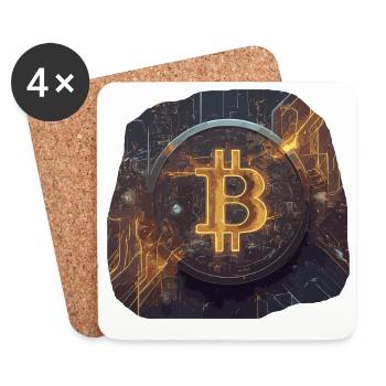 Esthétique futuriste du Bitcoin avec effets néons - Dessous de verre (lot de 4) - blanc - Devant