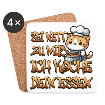 Sei nett zu mir ich koche dein Essen - Untersetzer (4er-Set) - Weiß - Vorne