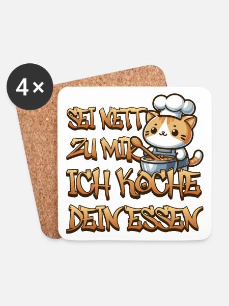 Be nice to me, I'll cook your food - Coasters (set of 4) - white