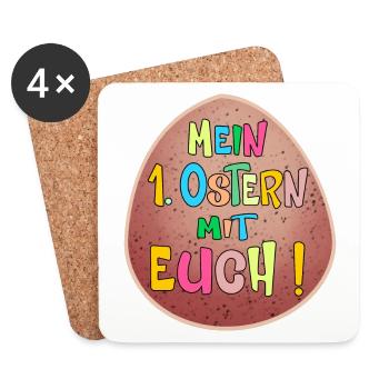 1. Ostern Ostereier - Untersetzer (4er-Set) - Weiß - Vorne