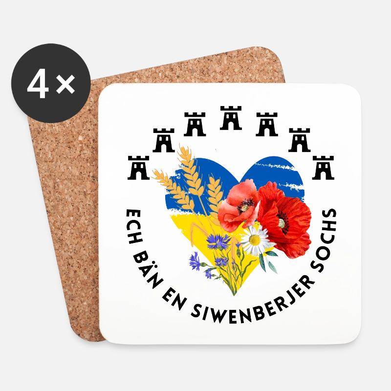 Ech bän en siwenberjer Sochs - Siebenbürgen Motiv - Untersetzer (4er-Set) - Weiß