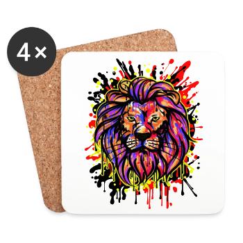 Lion Graffiti Kunst Strassenkunst Wildstyle - Untersetzer (4er-Set) - Weiß - Vorne