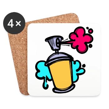 Art Graffiti Sprayer Spray Can Street Art - Coasters (set of 4) - white - Front