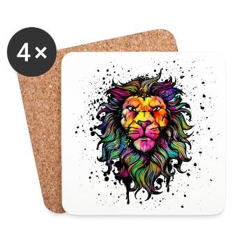 Löwe Zeichnen Illustration Graffiti Strassenkunst - Untersetzer (4er-Set) - Weiß - Vorne