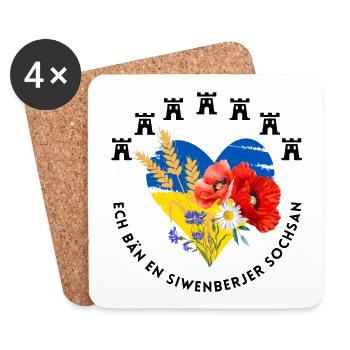 Siebenbürger Sächsinnen - Sochsan - florales Desig - Untersetzer (4er-Set) - Weiß - Vorne
