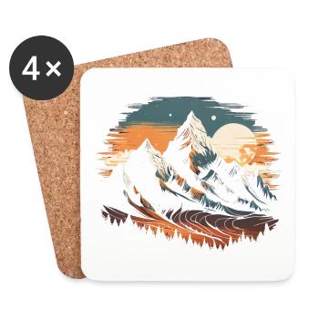 Berg T-Shirt, Abenteuer T-Shirt, Natur Liebhaber - Untersetzer (4er-Set) - Weiß - Vorne