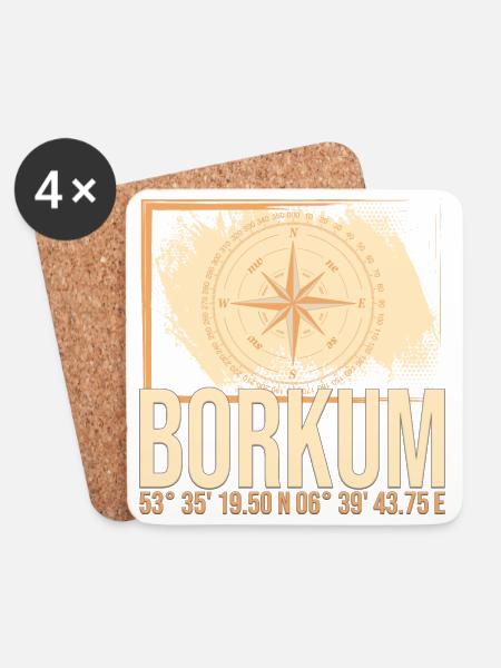 Borkum Koordinaten - Untersetzer (4er-Set) - Weiß