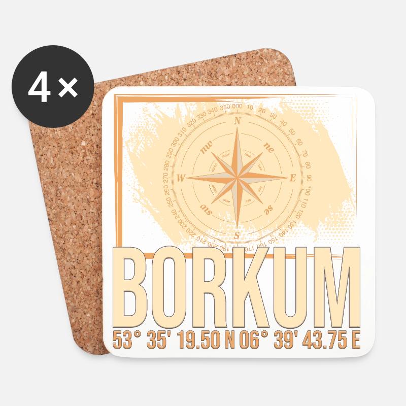 Borkum Koordinaten - Untersetzer (4er-Set) - Weiß