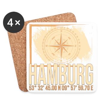 Hamburg Koordinaten - Untersetzer (4er-Set) - Weiß - Vorne