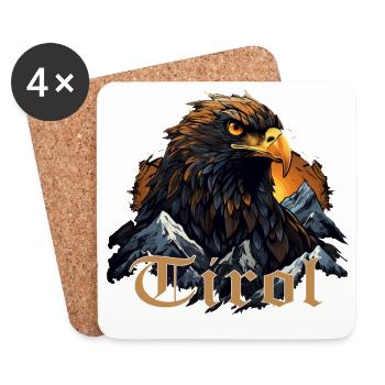 Tirol T-Shirt für Tiroler &Tirolerinnen Adler - Untersetzer (4er-Set) - Weiß - Vorne