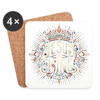 Jesus is King Ornament Typo - Coasters (set of 4) - white - Front