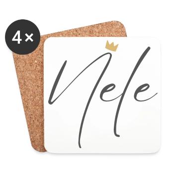 Princess Nele Crown Shirt – Name with letter N - Coasters (set of 4) - white - Front