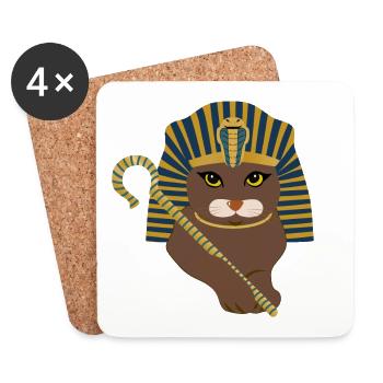 pharaoh cat - Coasters (set of 4) - white - Front