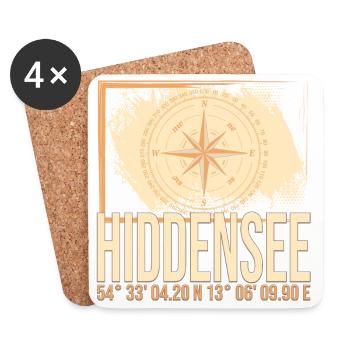 Hiddensee Koordinaten - Untersetzer (4er-Set) - Weiß - Vorne