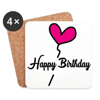 HAPPY BIRTHDAY - Dessous de verre (lot de 4) - blanc - Devant
