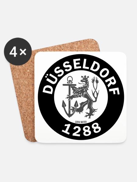 Düsseldorfer Löwe 1288 Local Sketch - Untersetzer (4er-Set) - Weiß