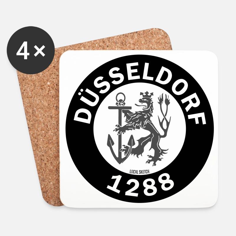 Düsseldorfer Löwe 1288 Local Sketch - Untersetzer (4er-Set) - Weiß