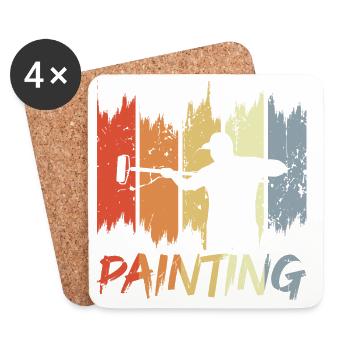 Peintre rétro - Dessous de verre (lot de 4) - blanc - Devant