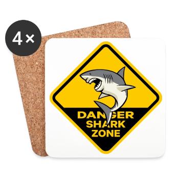 Gefahren-Hai-Zone - Untersetzer (4er-Set) - Weiß - Vorne