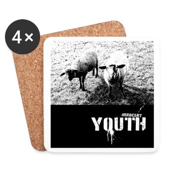 Innocent Youth with Sheep Motif - Coasters (set of 4) - white - Front