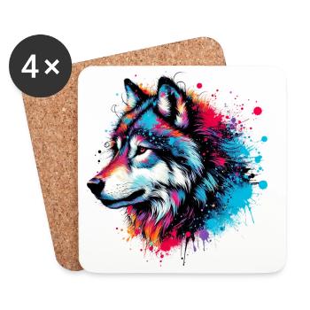 Wolf - Coasters (set of 4) - white - Front