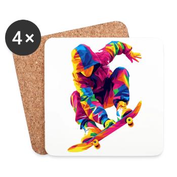 Man Who Skates - Coasters (set of 4) - white - Front