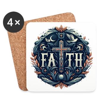 Faith Cross Ornament - Coasters (set of 4) - white - Front
