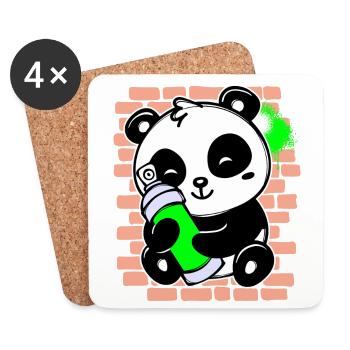 Panda Sprayer Graffiti Spray Can Street Art - Coasters (set of 4) - white - Front