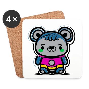 Neon Panda Cartoon Motiv - Untersetzer (4er-Set) - Weiß - Vorne