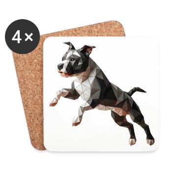 dog Staffordshire Bull Terrier origami 3d - Coasters (set of 4) - white - Front