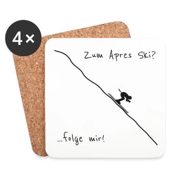 apres ski folge mir schihütte schifahren winter - Untersetzer (4er-Set) - Weiß - Vorne