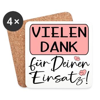 DANKESCHÖNGESCHENKE VIELEN DANK FÜR DEINEN EINSATZ - Untersetzer (4er-Set) - Weiß - Vorne