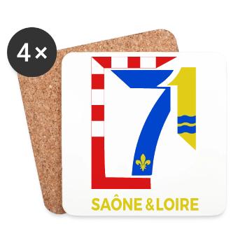 Saône et Loire - Dessous de verre (lot de 4) - blanc - Devant