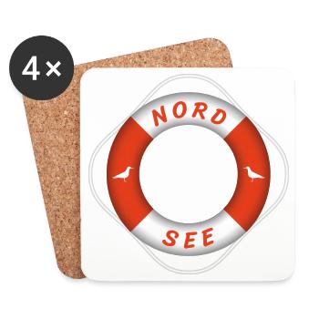 Nordsee Rettungsring Möwen Urlaub - Untersetzer (4er-Set) - Weiß - Vorne
