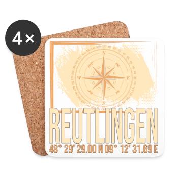 Reutlingen Koordinaten - Untersetzer (4er-Set) - Weiß - Vorne