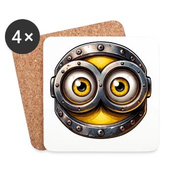 Steampunk cyberpunk  Yellow Eyes Design - Coasters (set of 4) - white - Front