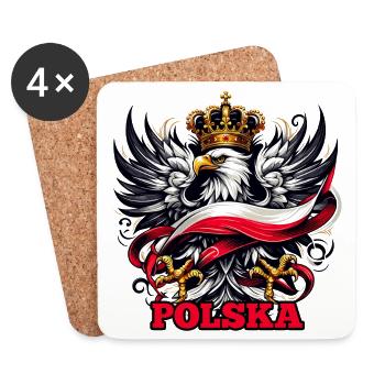 Pologne Polska drapeau polonais drapeau cadeau - Dessous de verre (lot de 4) - blanc - Devant