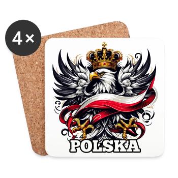 Pologne Polska drapeau polonais drapeau cadeau - Dessous de verre (lot de 4) - blanc - Devant