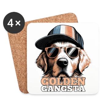 Golden Gangsta Cool Golden Retriever Gift - Coasters (set of 4) - white - Front