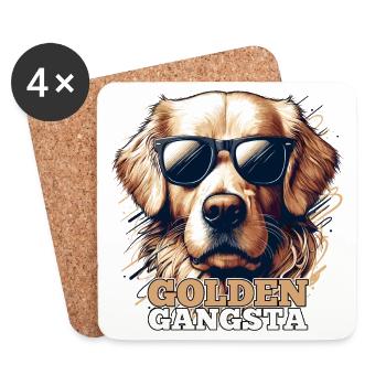 Golden Gangsta Cooler Golden Retriever Gift - Coasters (set of 4) - white - Front