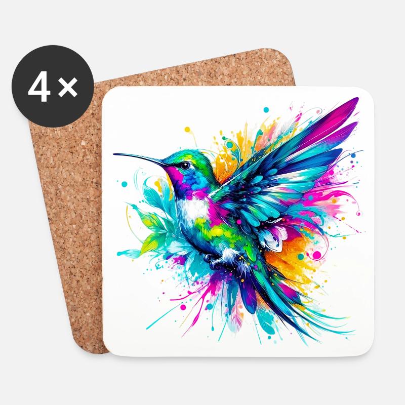 Kolibri - Untersetzer (4er-Set) - Weiß