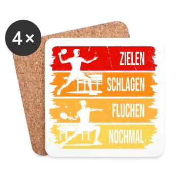 Zielen-Schlagen-Fluchen-Nochmal - Tischtennis - Untersetzer (4er-Set) - Weiß - Vorne