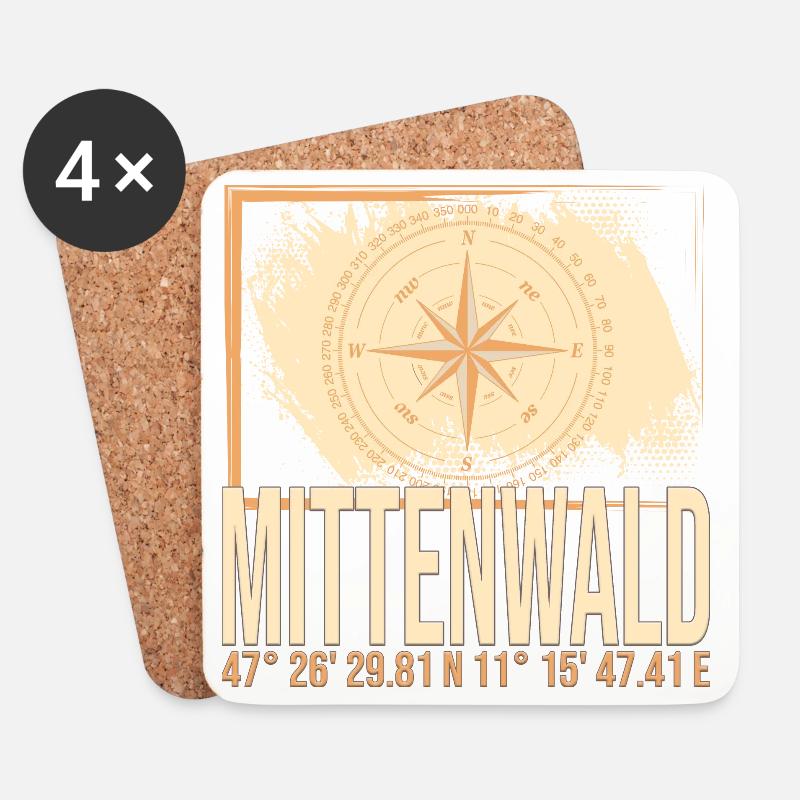 Mittenwald Koordinaten - Untersetzer (4er-Set) - Weiß